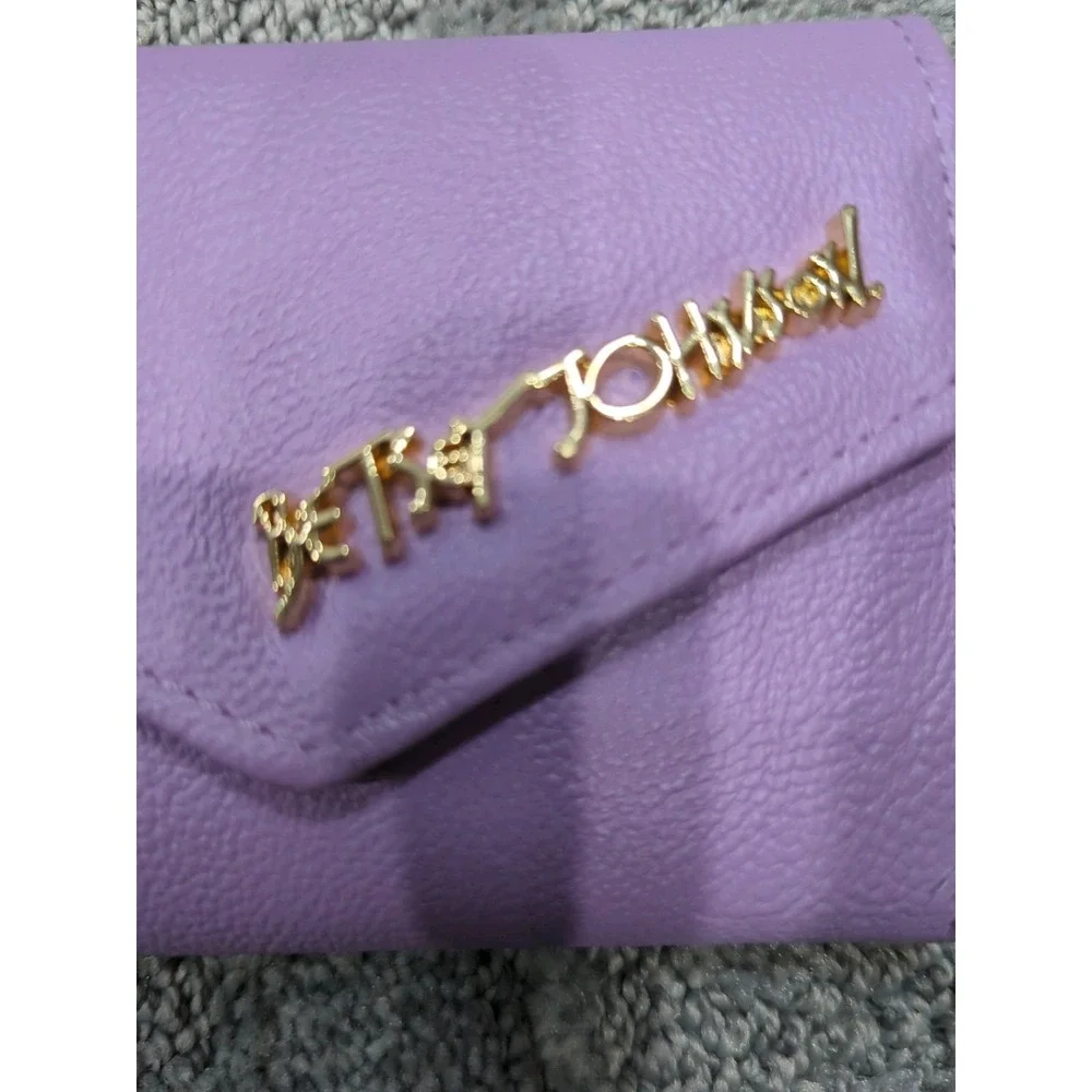 Vintage Retired Betsey Johnson Trifold Faux Pebble‎ Leather Wallet Gold Spellout